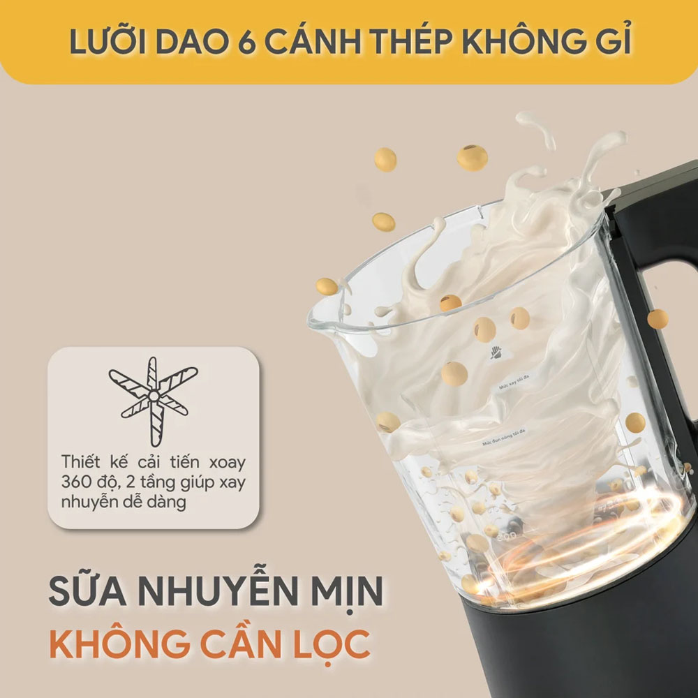 Máy Xay Nấu BlueStone BLB-6039 sở hữu lưỡi dao 6 cánh thép không gỉ