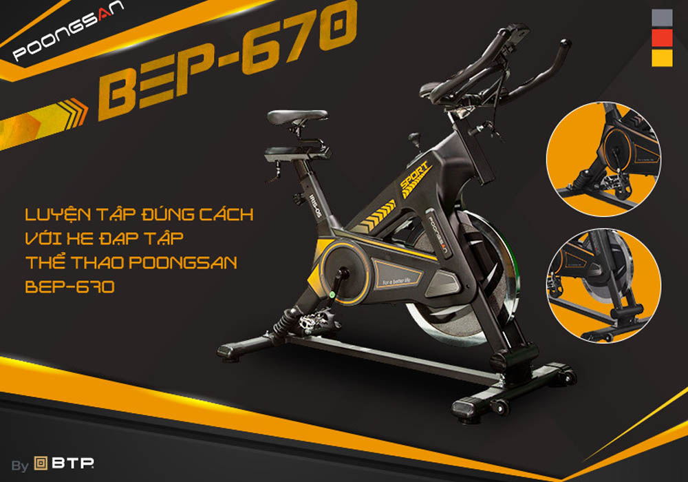 Xe Đạp Tập Thể Thao Poongsan BEP-670 có 2 bộ cảm biến nhịp tim theo dõi
