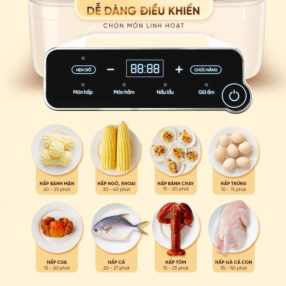 Nồi Hấp Điện Đa Năng Masuto MSSteam sở hữu màn hình cảm ứng