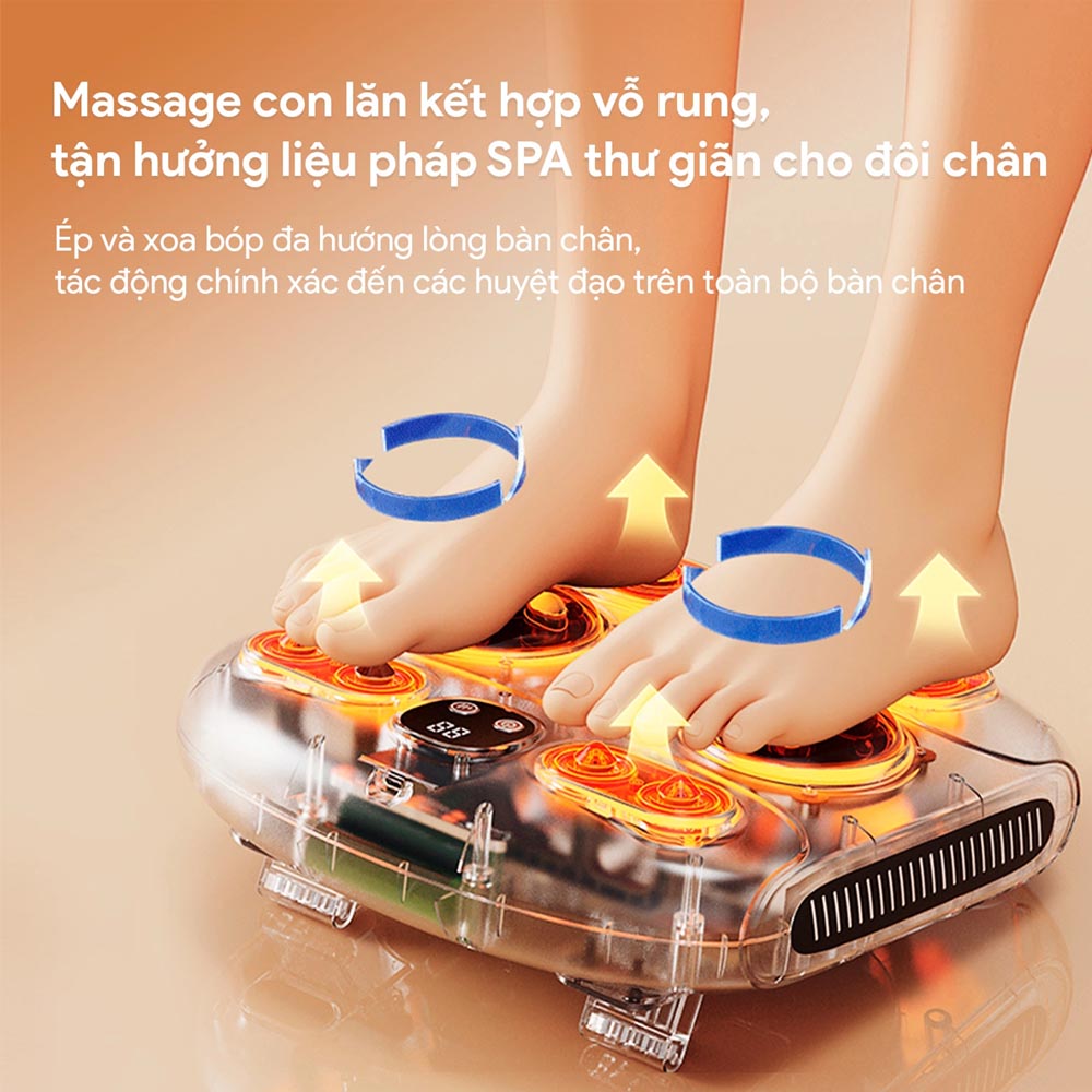 Máy Massage Chân Bomidi FM6 kết hợp massage con lăn với cơ chế vỗ rung