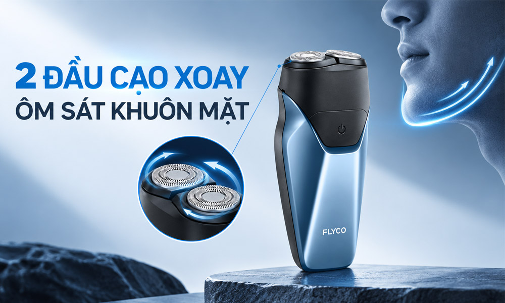 Máy Cạo Râu Điện Flyco FS889VN Màu Xanh giảm kích ứng da