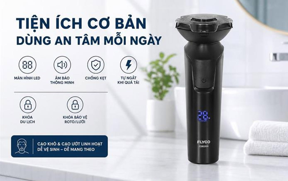 Máy Cạo Râu Điện Flyco FS903VN Màu Đen