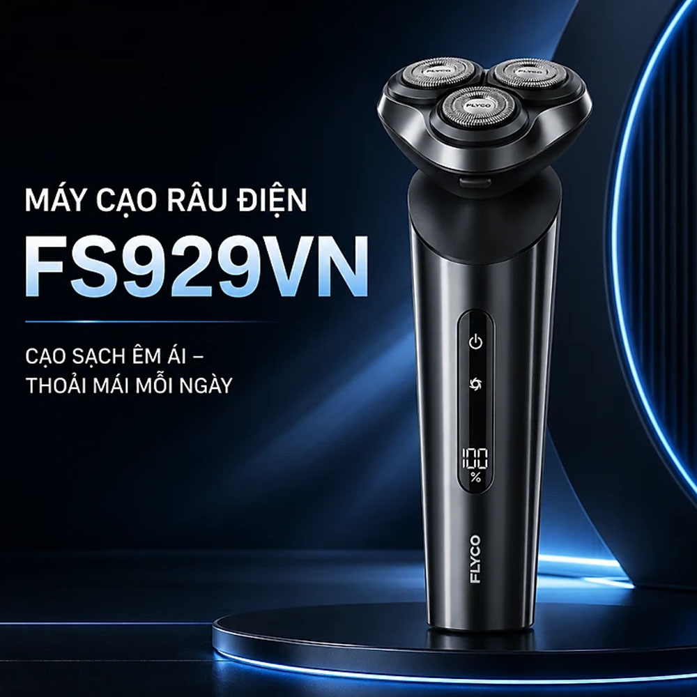 Máy Cạo Râu Điện Flyco FS929VN Màu Đen có thân máy làm từ nhựa