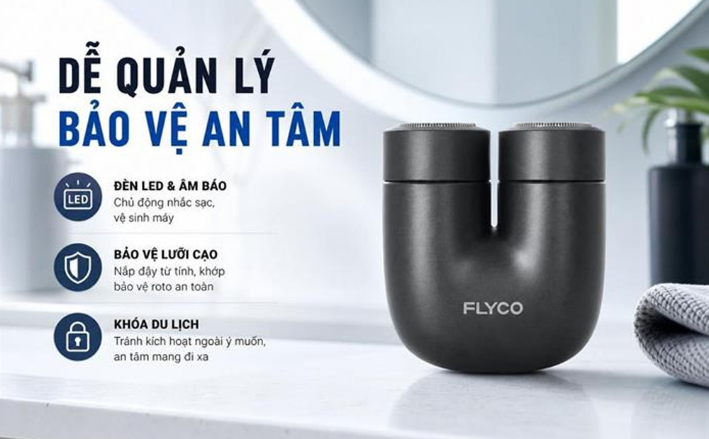 Dễ dàng quản lý Máy Cạo Râu Điện Flyco U1VN Màu Đen