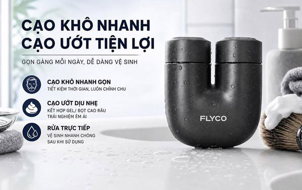 Máy Cạo Râu Điện Flyco U1VN Màu Đen chống nước IPX7