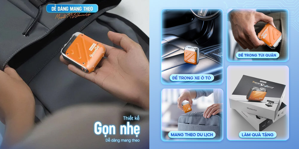 Máy Cạo Râu Du Lịch Masuto MSShaverGo vừa vặn trong lòng bàn tay