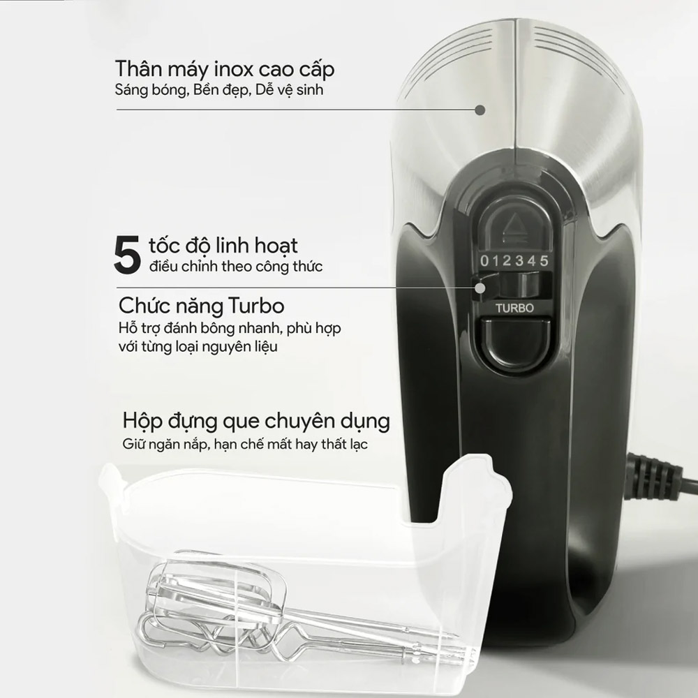 5 mức tốc độ kết hợp chức năng turbo dễ dàng điều chỉnh nguyên liệu 