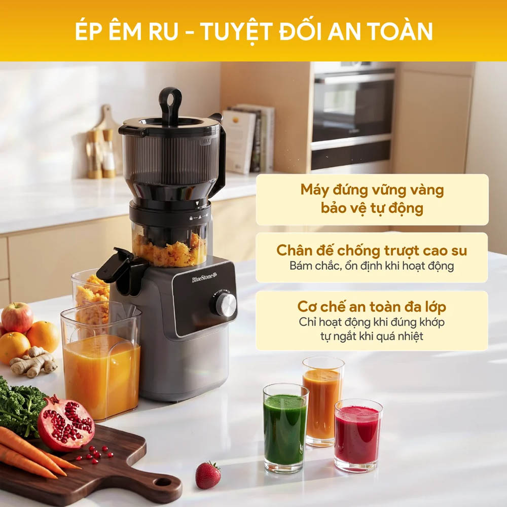 Máy Ép Chậm BlueStone SJB-6555 300W mang đến sự yên tâm khi sử dụng