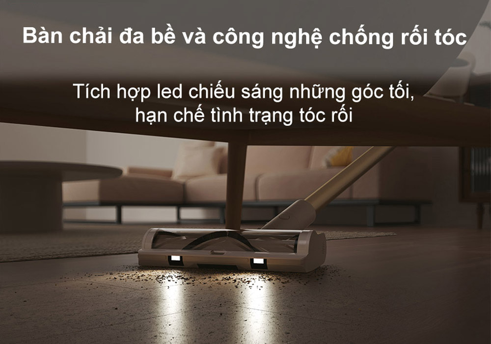 Đèn LED tích hợp trên đầu hút hỗ trợ chiếu sáng các khu vực tối