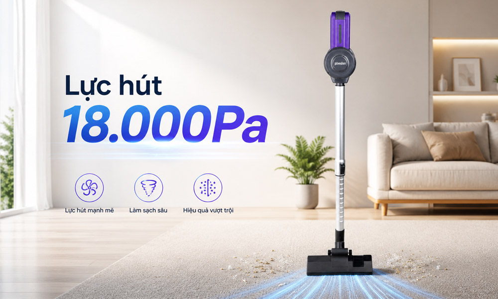 Máy Hút Bụi Cầm Tay Paveden Lite PVC-1860PS có lực hút siêu mạnh