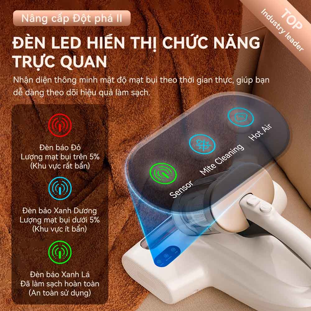 Đèn LED hiển thị của Máy Hút Bụi Đệm Giường Uwant M600