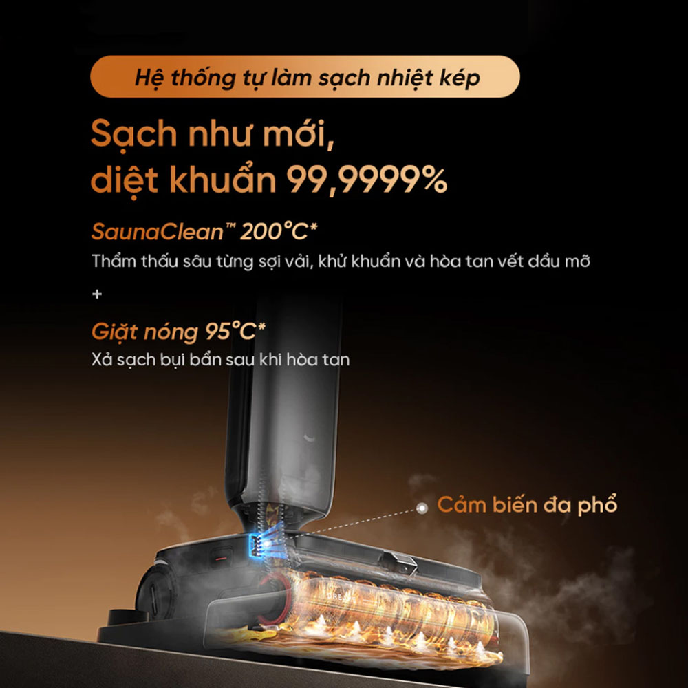 Hệ thống tự làm sạch nhiệt kép của Máy Hút Bụi Dreame H16 Pro TriForce