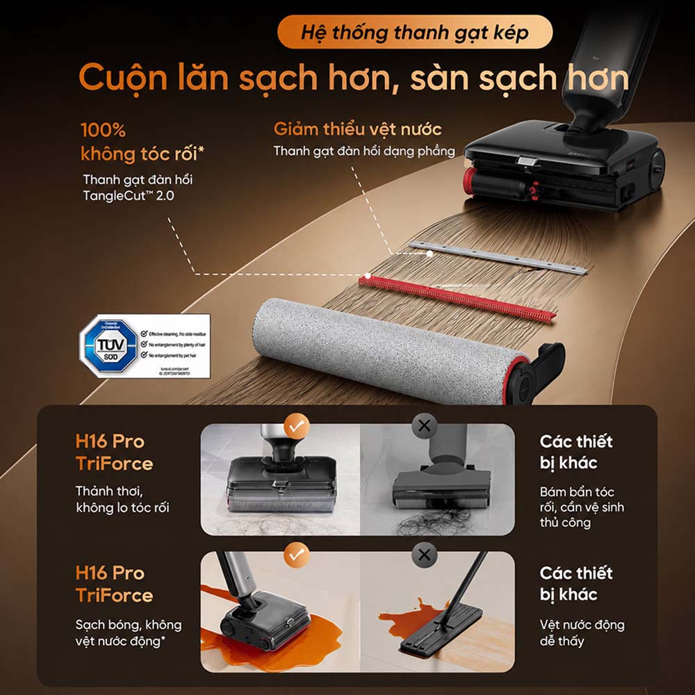 Thanh gạt đàn hồi TangleCut™ 2.0 trên Máy Hút Bụi Dreame H16 Pro TriForce