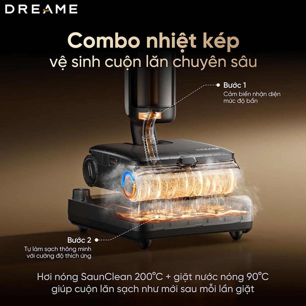 Máy Hút Bụi Dreame H16 Steam đảm bảo cuộn lăn luôn sạch sẽ