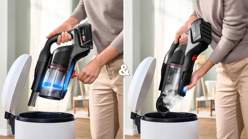 Dễ dàng đổ bụi của Máy Hút Bụi Không Dây Bosch BCS1051POW
