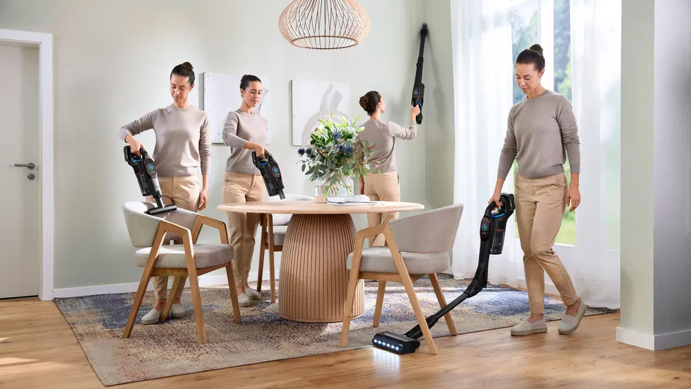 Máy Hút Bụi Bosch BCS1051POW có vòng đèn LED làm sạch bụi khó thấy