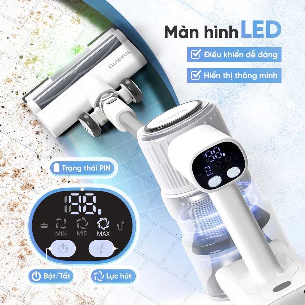 Màn hình LED của Máy Hút Bụi Không Dây Masuto MSClean