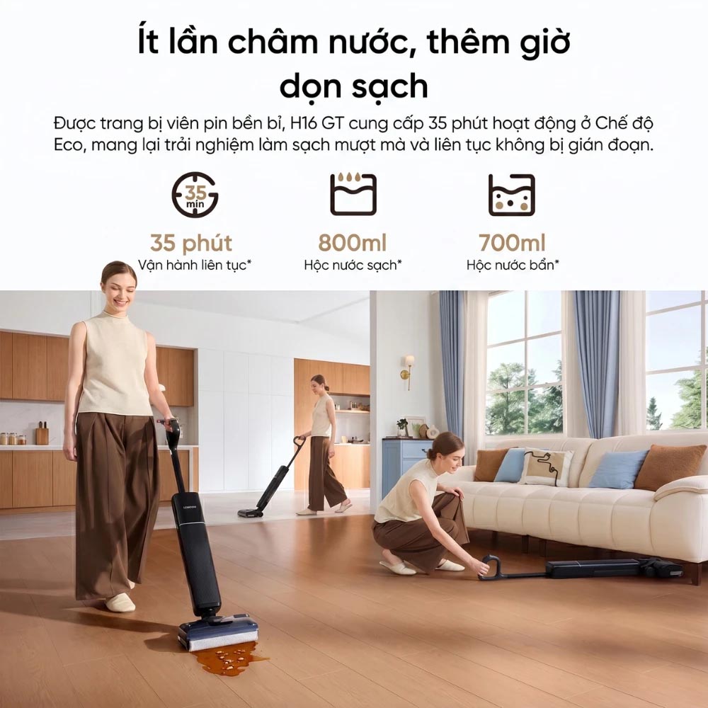 Máy Hút Bụi Lau Nhà Dreame H16 GT làm sạch không gian lớn