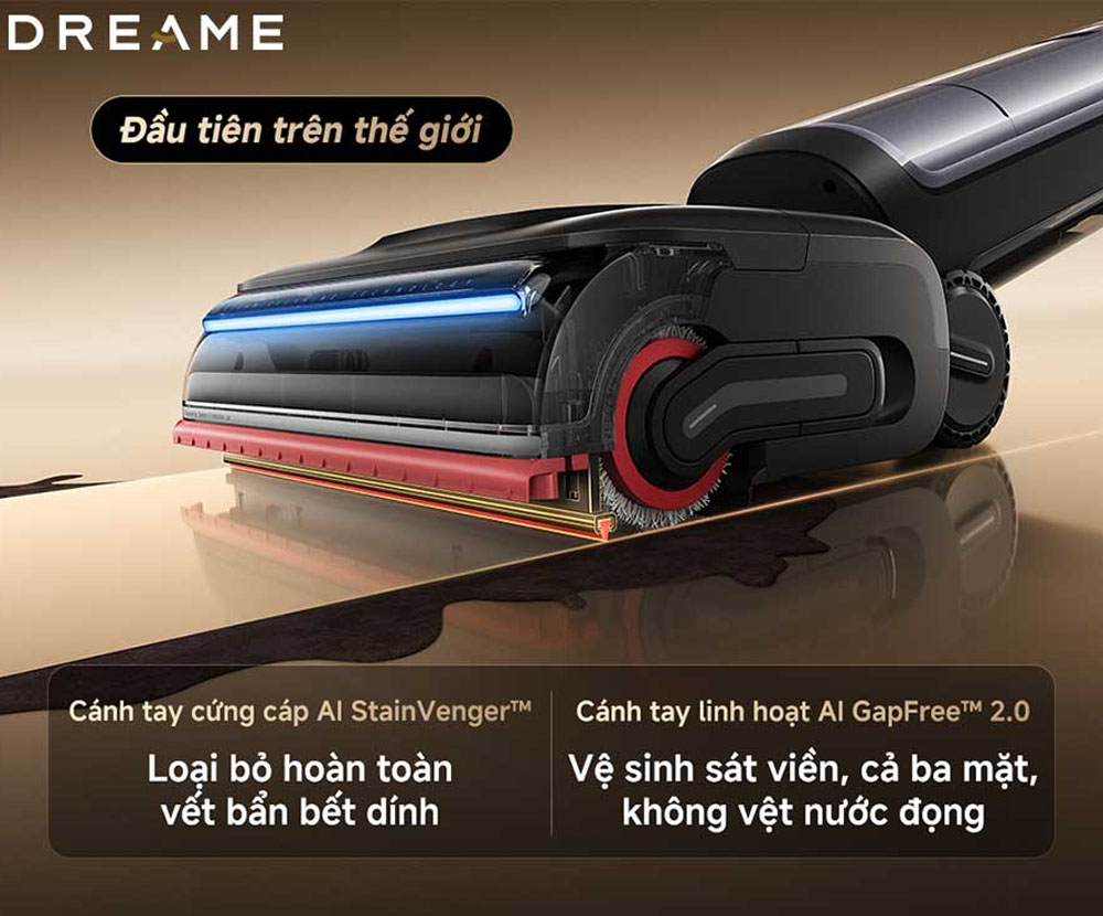 Máy Hút Bụi Lau Sàn Dreame H16 Pro Steam làm sạch góc cạnh hiệu quả