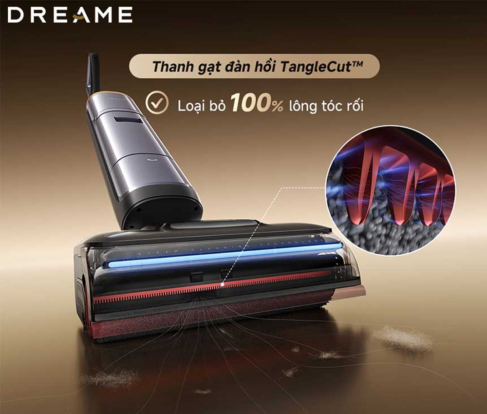 Máy Hút Bụi Lau Sàn Dreame H16 Pro Steam xử lý tóc rối hiệu quả