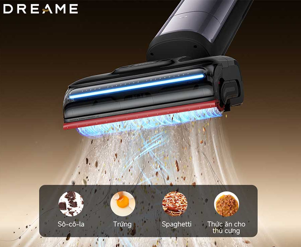 Máy Hút Bụi Lau Sàn Dreame H16 Pro Steam xử lý mạnh mẽ vết bẩn khô và ướt