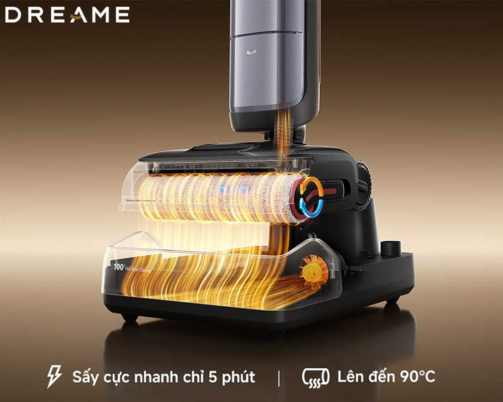 Máy Hút Bụi Lau Sàn Dreame H16 Pro Steam làm khô bàn chải nhanh chóng