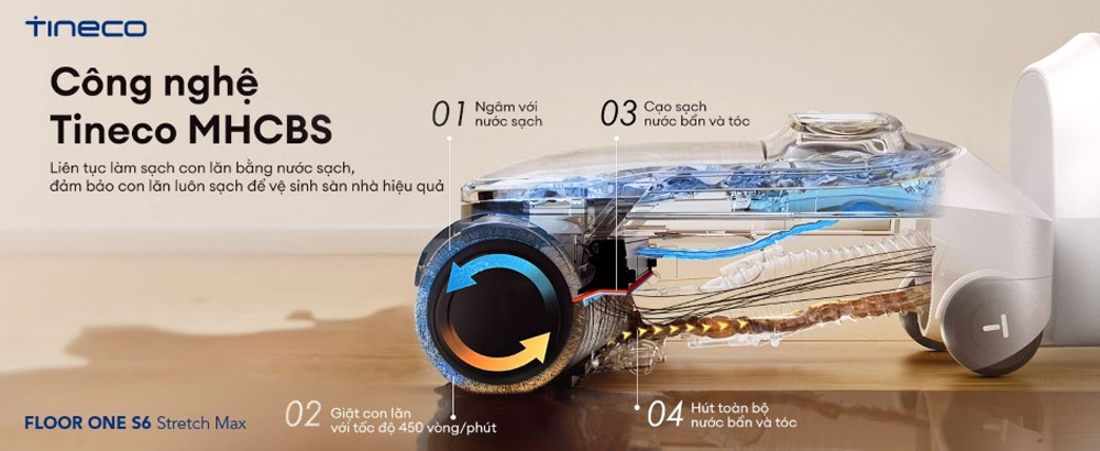 Công nghệ Tineco MHCBS trên Máy Hút Bụi Tineco Floor One S6 Stretch Max