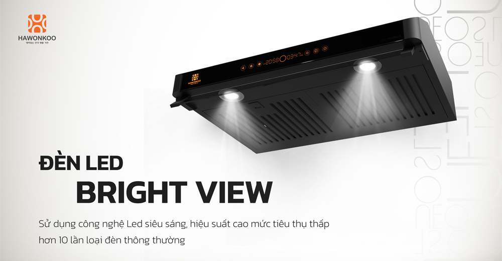Máy Hút Mùi Âm Tủ Hawonkoo HRH-703 tích hợp 2 đèn LED dễ dàng quan sát