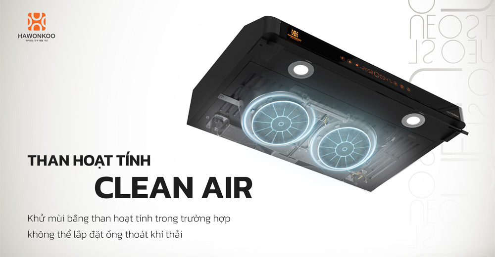 Máy Hút Mùi Âm Tủ Hawonkoo HRH-703 hút thải tuần hoàn bằng than hoạt tính