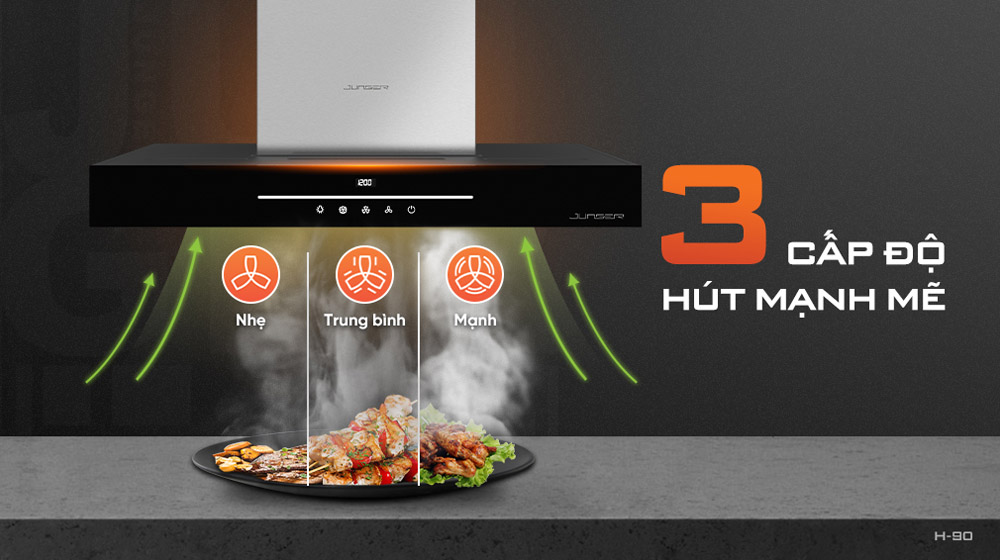 Máy hút mùi Junger H90 linh hoạt cấp độ hút