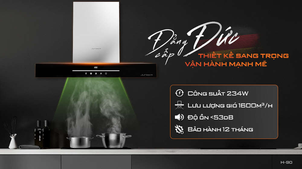 Máy hút mùi Junger H90 tô điểm không gian bếp