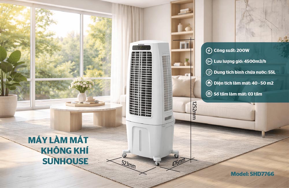 Sunhouse SHD7766 có bình chứa nước dung tích lớn lên đến 55L