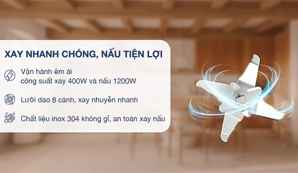 Máy Làm Sữa Hạt Đa Năng Bear BCB-E153W2 có công suất nấu 1200W