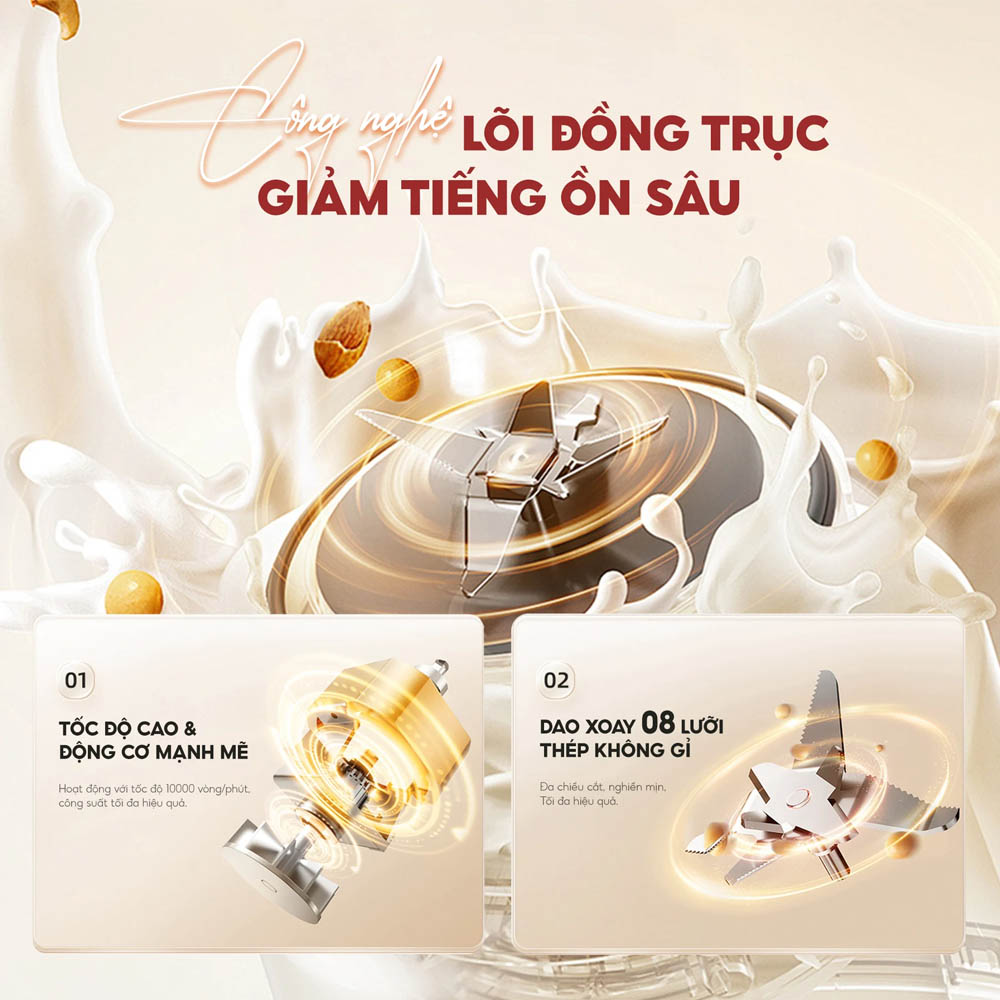Công suất nấu 800W và xay 400W kết hợp lưỡi dao thép không gỉ