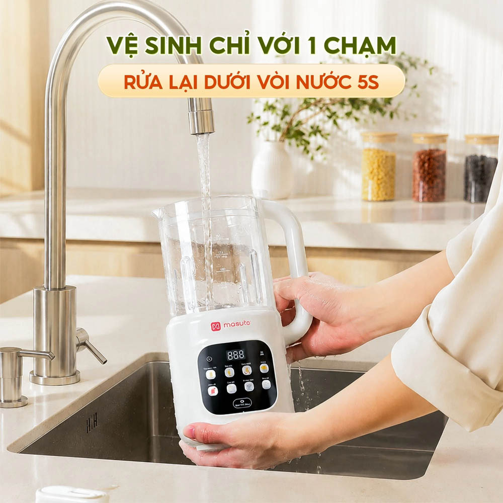 Chế độ vệ sinh làm sạch cối xay nhanh chóng chỉ với một thao tác