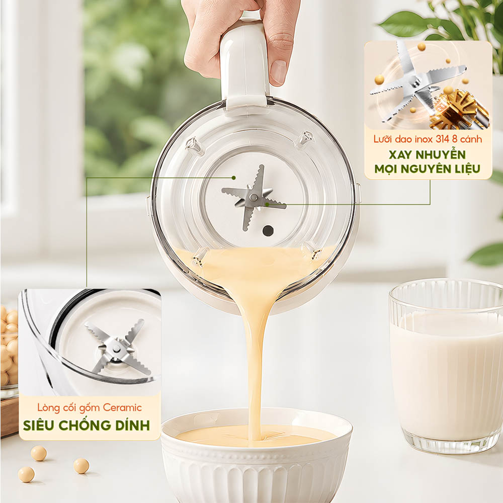 Cối thủy tinh dày cao cấp kết hợp cấu trúc hỗ trợ cách âm