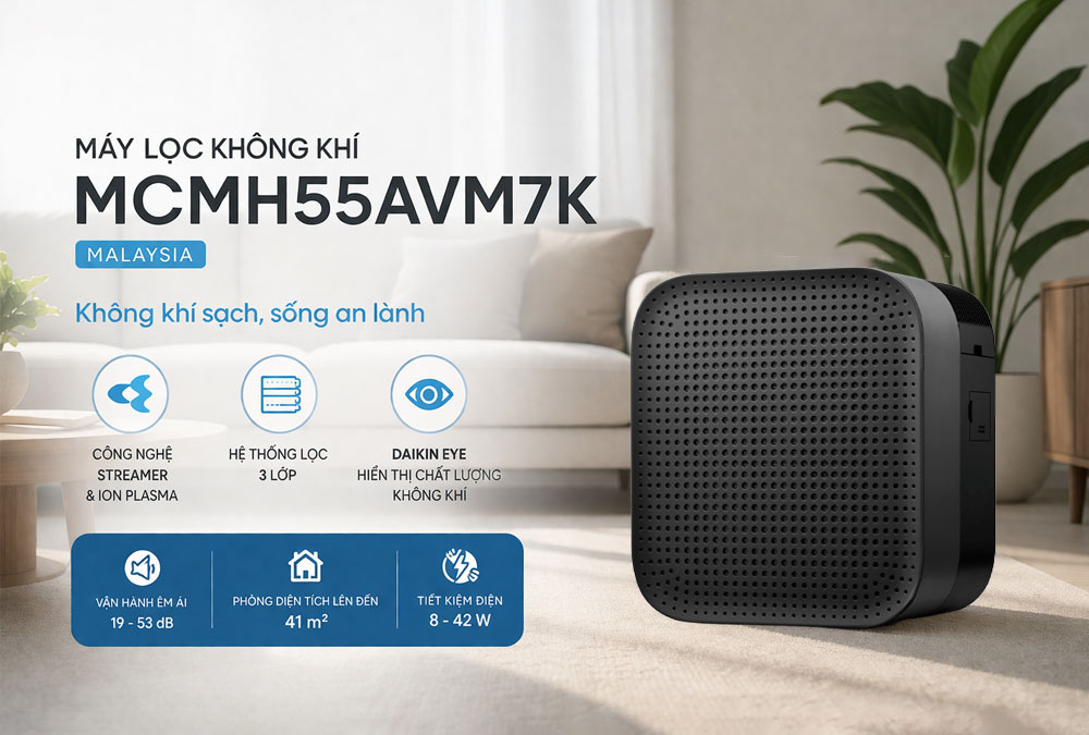 Máy Lọc Không Khí Daikin MCMH55AVM7K có thiết kế hiện đại