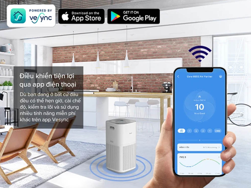 Dễ dàng điều khiển Máy Lọc Không Khí Levoit Core 600S 70W