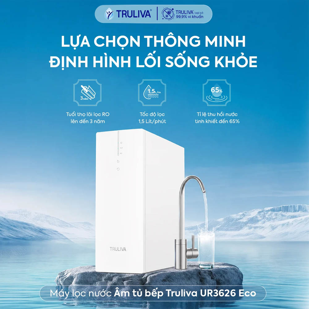 Máy Lọc Nước Âm Tủ Truliva UR3626 có thể tự thay thế bộ lọc