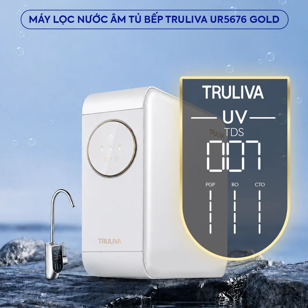 Máy Lọc Nước Âm Tủ Truliva UR5676 tiết kiệm 70% không gian bếp