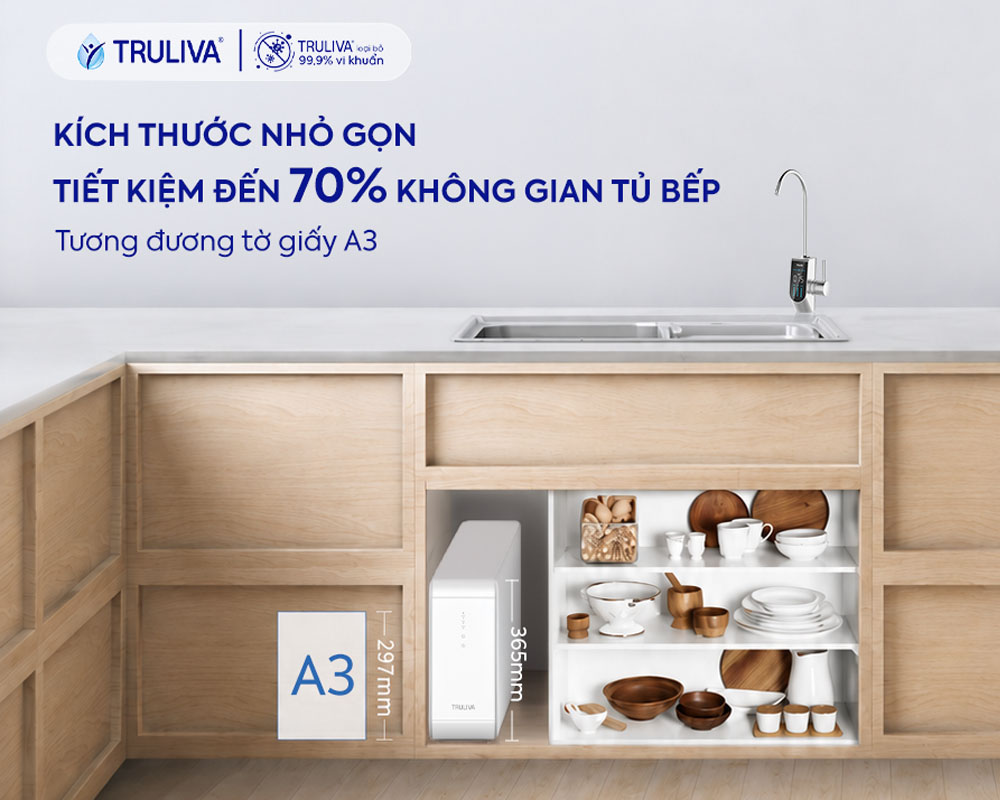 Máy Lọc Nước Âm Tủ Truliva UR5840 tiết kiệm diện tích lắp đặt