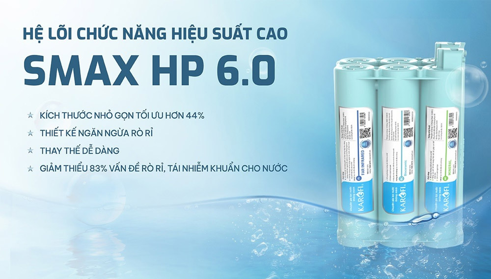 Hệ lõi chức năng hiệu suất cao của Máy Lọc Nước Nóng Lạnh Karofi KAD-C66