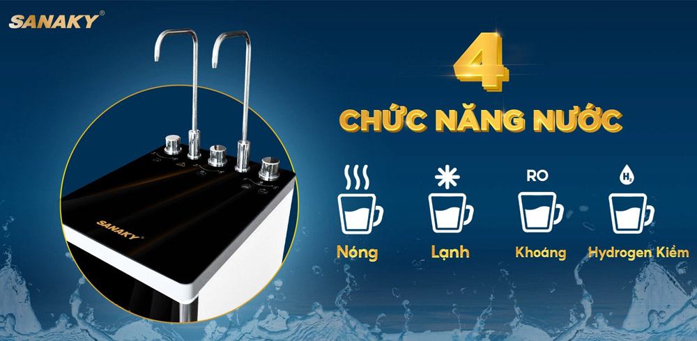 4 chức năng nước của Máy Lọc Nước Sanaky 10 Lõi SNK-S3HK001
