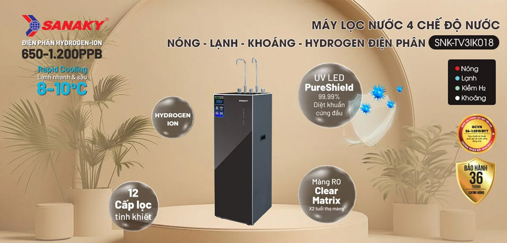 Máy Lọc Nước Sanaky 12 Lõi SNK-TV3IK018 có thiết kế sang trọng