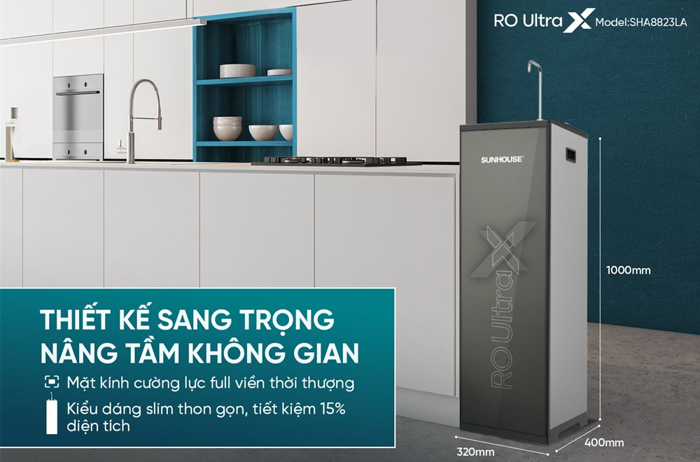 Máy Lọc Nước Sunhouse SHA8823LA có kiểu dáng slim thon gọn