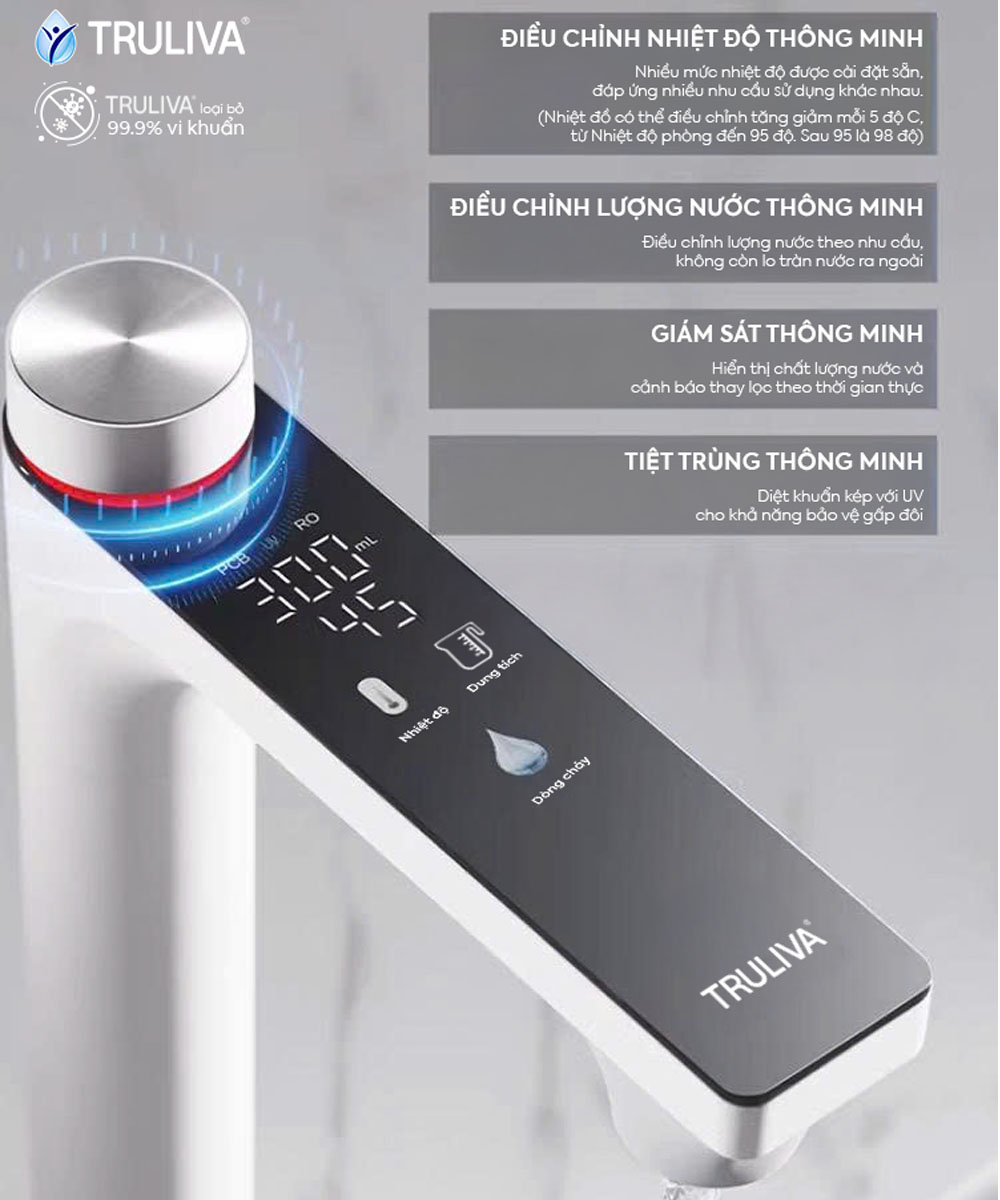 Vòi tích hợp đèn UV diệt khuẩn 99% của Máy Lọc Nước Truliva UR61096
