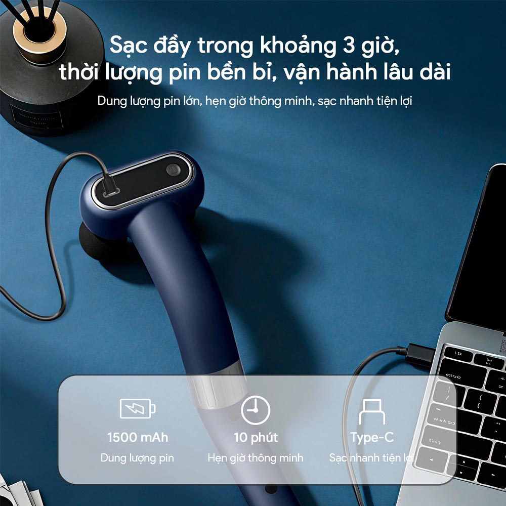 Không lo gián đoạn khi sử dụng Máy Massage Cầm Tay Bomidi MG6