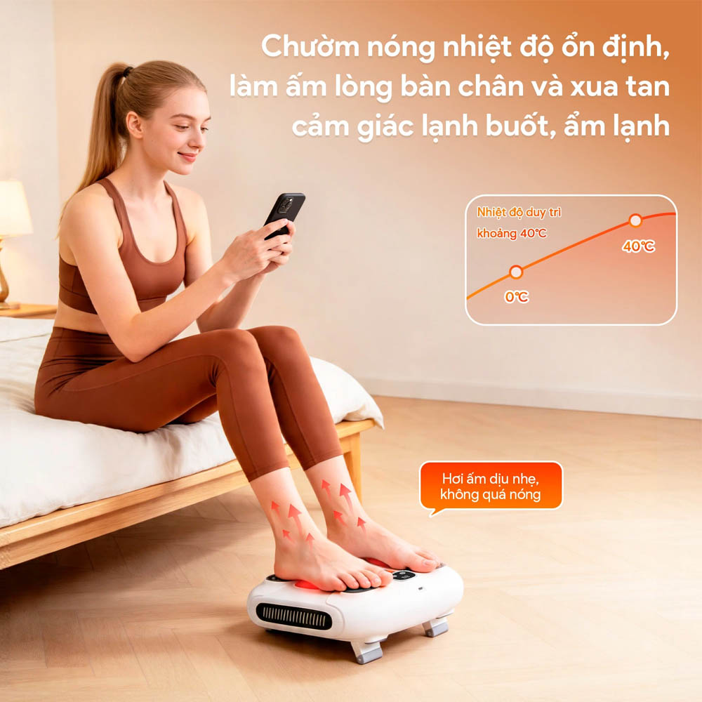 Tính năng chườm ấm với mức nhiệt duy trì khoảng 40°C
