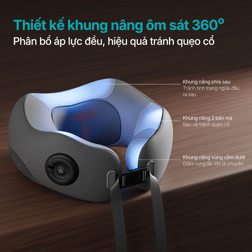 Thiết kế dạng gối cổ ôm sát vùng cổ - vai - gáy 360°