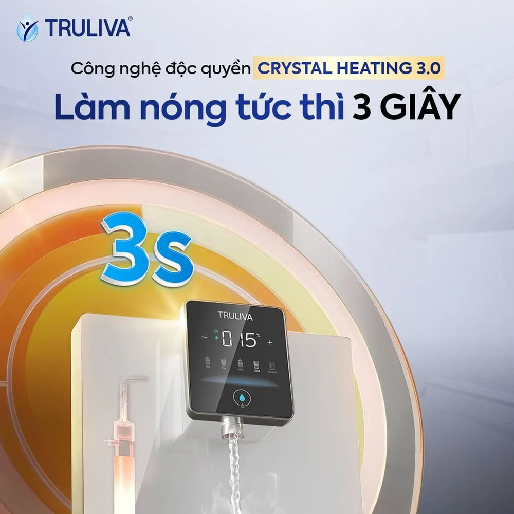 Máy Nóng Lạnh Treo Tường Truliva W6412 làm nóng nước tức thì sau 3 giây